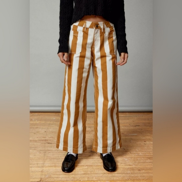 BDG Urban Outfitters UO Joey gold‎ white striped full leg pants size 31 - Picture 5 of 8